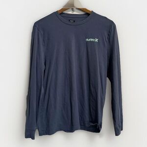 Hurley Mens Long Sleeve T-Shirt 100% Cotton Navy Size Medium Graphic Tee
